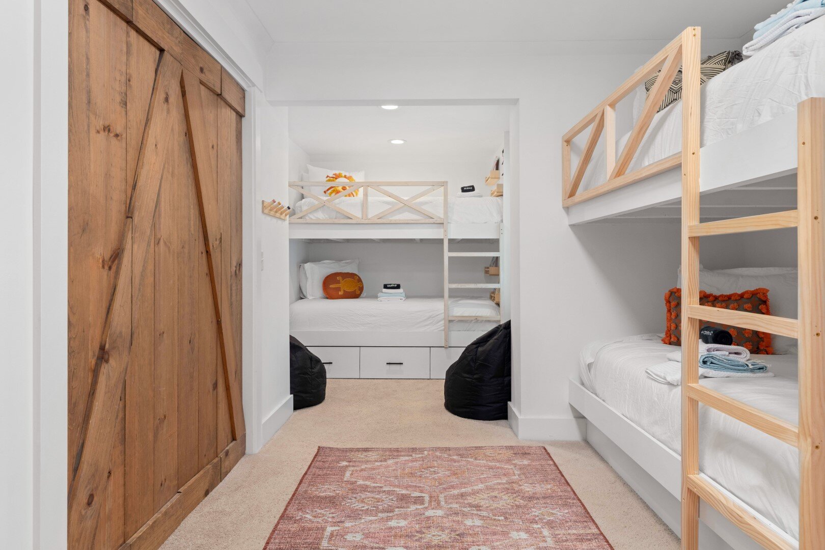 Custom bunk room with barn door